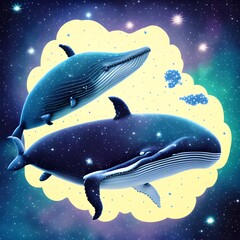 Obraz na płótnie Canvas Whale in Space, Generative AI Illustration