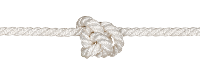 Tied  square knot, linen rope