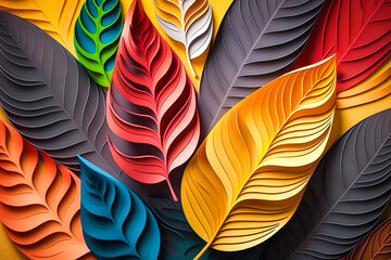 Texture d'arrière plan en feuilles colorés - Générative iA