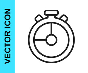 Black line Stopwatch icon isolated on white background. Time timer sign. Chronometer sign. Vector