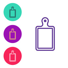 Set line Cutting board icon isolated on white background. Chopping Board symbol. Set icons colorful. Vector