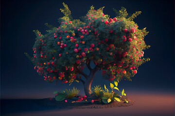 Tree with colorful fruits. Genarated AI