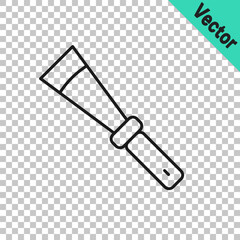 Black line Beekeeping uncapping knife icon isolated on transparent background. Tool of the beekeeper. Vector