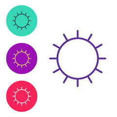 Set line Sun icon isolated on white background. Set icons colorful. Vector