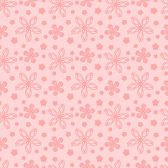 Fototapeta premium Pink Flower with Geometric Style Seamless Pattern, Ideal for Fabric Garment, Ceramics, Wallpaper. Vector Illustration.