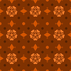 Brown Geometric Seamless Pattern with Tribal Shape. Pattern designed in Ikat, Aztec, Moroccan, Thai, Luxury Arabic Style. Ideal for Fabric Garment, Ceramics, Wallpaper. Vector Illustration.