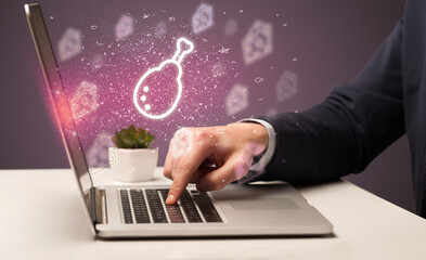 Hand searching for recipes on the internet