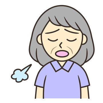senior woman sighing