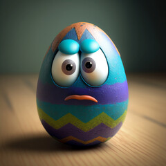Easter egg character. Cute adorable Easter background. generative AI.