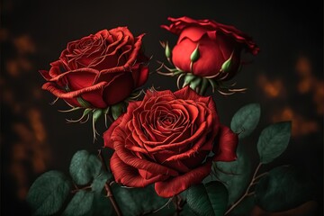 Red Rose in the dark. Genarated AI