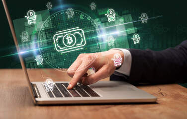 business hand working in stock market