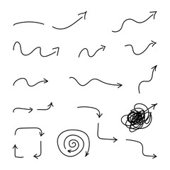 set of hand drawn unusual abstract arrows