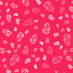 White line Taxi waiting time icon isolated seamless pattern on red background. Car deadline, schedule ride. Vector