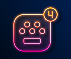 Glowing neon line Taxi mobile app icon isolated on black background. Mobile application taxi. Vector