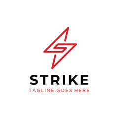 Initial Letter S Strike Storm Stun Speed Electric Flash Thunder Lightning Bolt logotype typography Lettering Monogram logo design