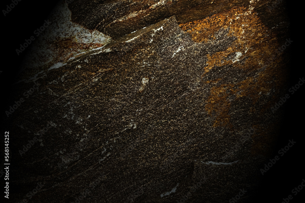 Poster background of stone with chips and irregularities. stone texture with dark vignette