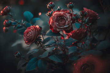 Beautiful red flower background design created with generative ai