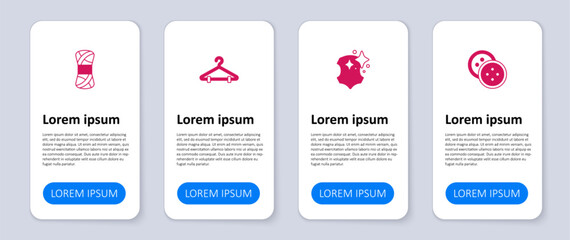 Set Sewing button for clothes, Leather, Hanger wardrobe and Yarn. Business infographic template. Vector