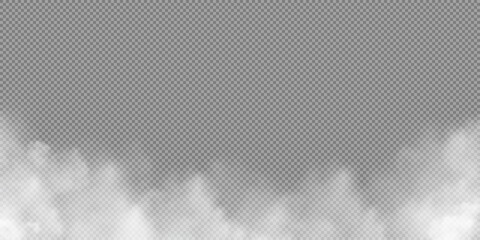 White smoke texture isolated on transparent background. Steam special effect. Realistic vector fire smoke or mist Stock royalty free vector illustration. PNG	
