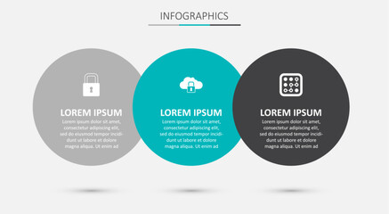 Set Cloud computing lock, Lock and Graphic password protection. Business infographic template. Vector