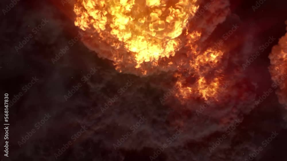 Poster impressive intense explosion on a black background. dynamic composition of a detonating bright color