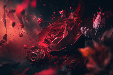 Valentines day abstract red rose background