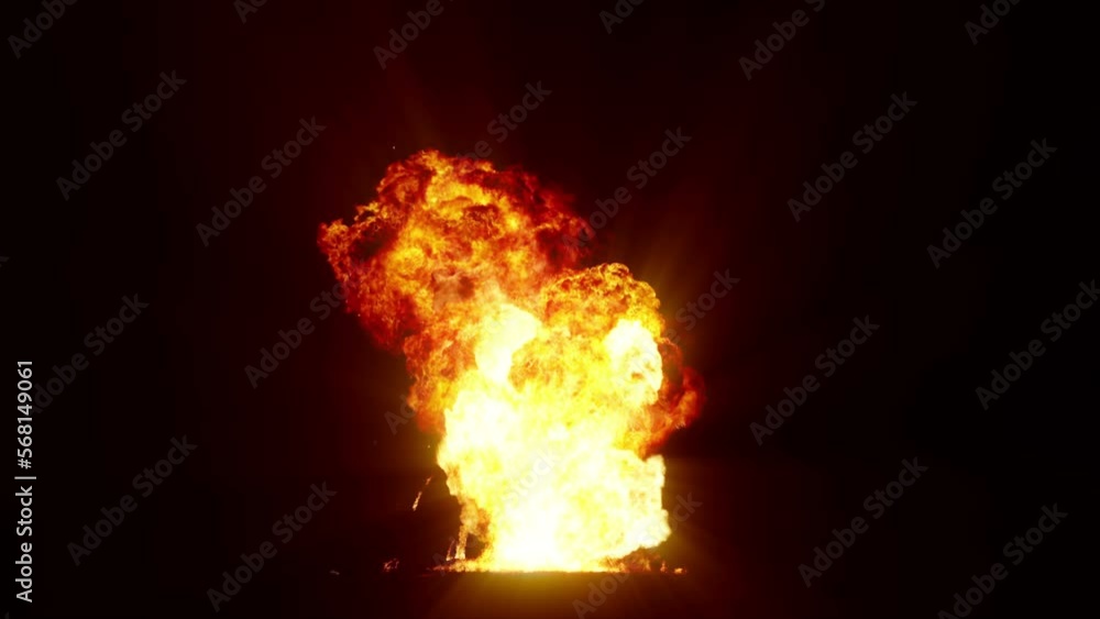 Poster impressive intense explosion on a black background. dynamic composition of a detonating bright color