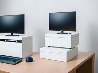 High-Tech Medical Equipment on White Desk - Isolated