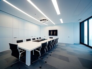Fototapeta premium A white business conference room. 