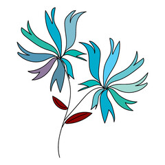 Hand drawn abstract doodle flowers png