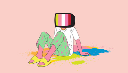 mascot tv man design vector illustration design