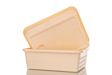 Two plastic organizers, macro, isolated on white background.