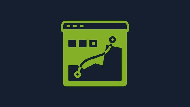 Yellow Histogram graph photography icon isolated on blue background. 4K Video motion graphic animation