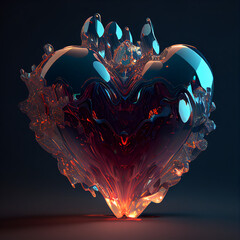 Transparent red and blue glass heart, Valentine's Day - Generative AI