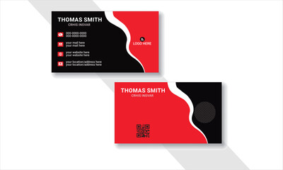 business card modern design, business card template, professional, double-sided card, Red Business Card Corporate Layout, creative business card template, Red and black and white colour's 