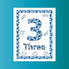 English number in a nice worksheet for kids