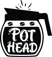Mens Pot Head T Shirt Funny Coffee
