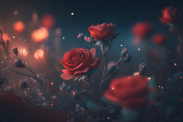 Valentines day mystical red roses background