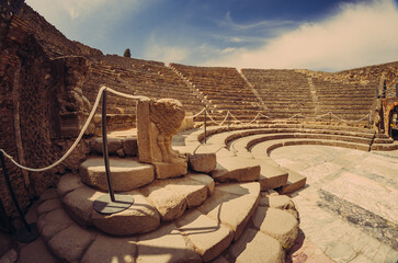 ancient odeion of Pompeii, also called small theater, place to listen to musical works in ancient...