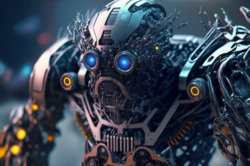 Abstract furistic AI Android robot, Humanoid technology concept, Generative AI