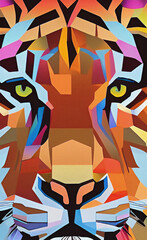 Colorful Tiger illustration, animal with colors, pop art