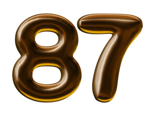Number 87 design with balloon style in 3d render 