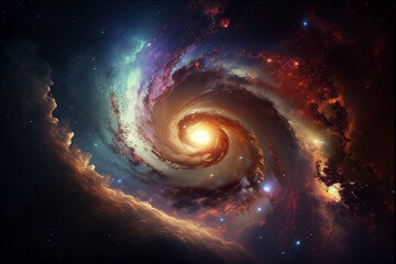 Fototapeta na wymiar Galaxy swirl space colorful galaxy illustration Generative Ai