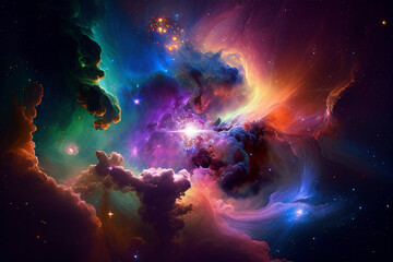 Stars space colorful galaxy illustration Generative Ai