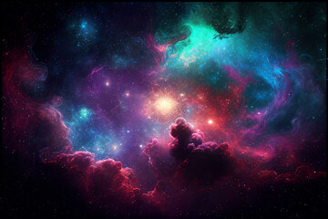 Fototapeta na wymiar Stars space colorful galaxy illustration Generative Ai