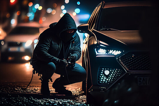 Ein Autodieb versucht in ein Auto einzubrechen - Generative Ai