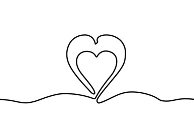 Heart. Continuous line drawing symbol. Vector illustration.