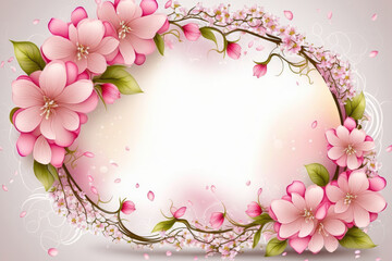 Elegant pink petals frame a whimsical spring border, generative ai