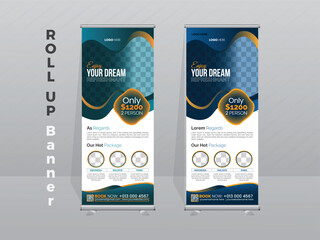 Roll up banner stand template design. Business banner layout. Roll up banner design template, vertical, abstract background, pull up design, modern x-banner, rectangle size