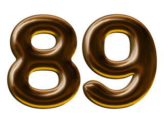 Number 89 design with balloon style in 3d render 